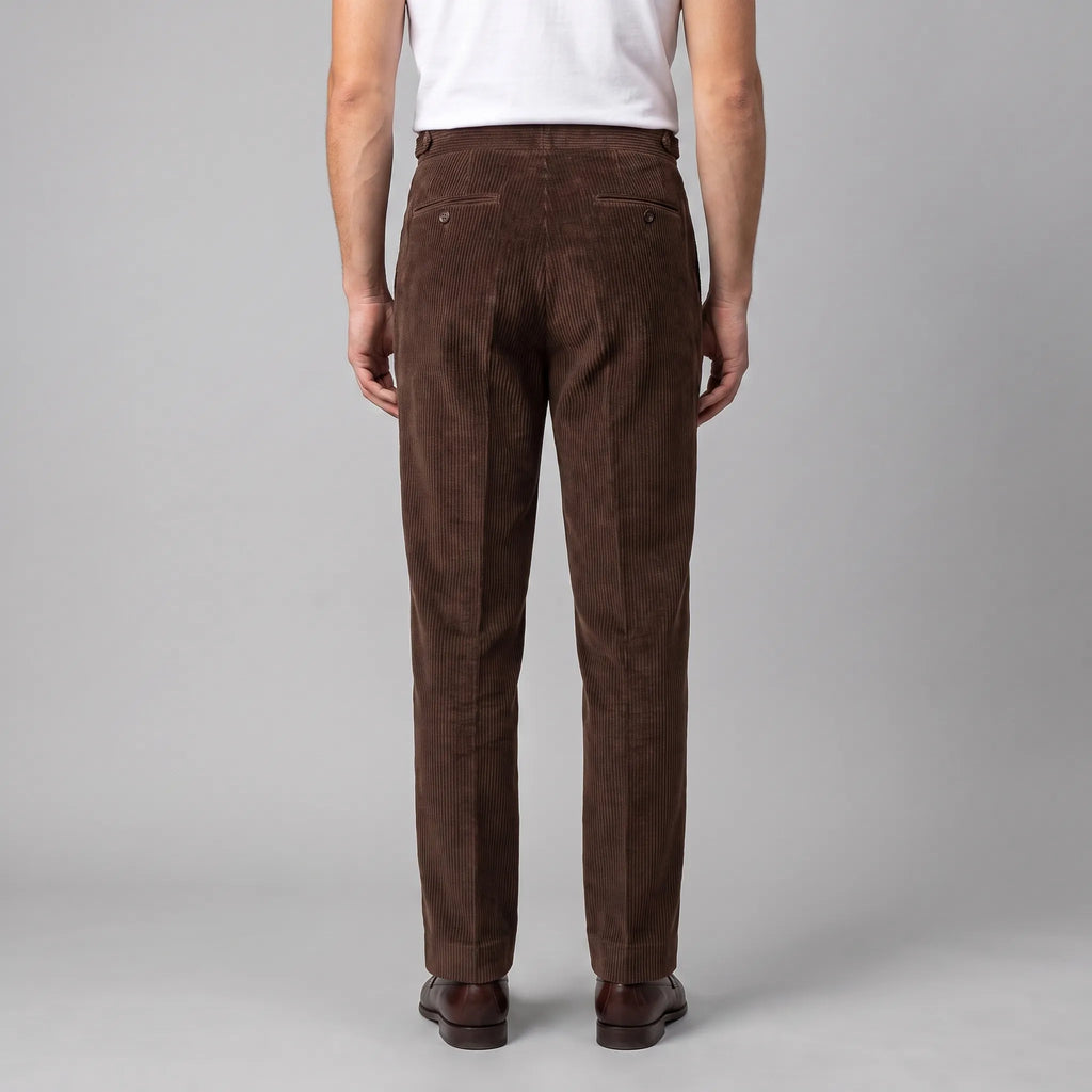 Classic Corduroy Trousers with Double Pleats for Men
