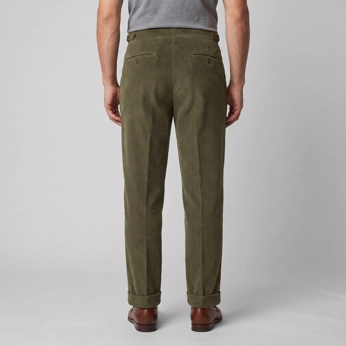 Classic Corduroy Trousers with Double Pleats for Men