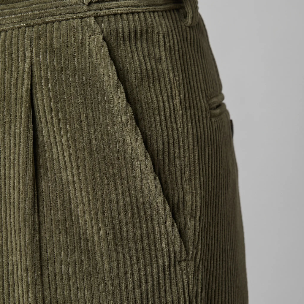 Classic Corduroy Trousers with Double Pleats for Men