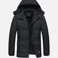Cotton-Padded Hooded Jacket with Faux Fur Lining for Men