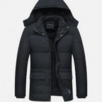 Cotton-Padded Hooded Jacket with Faux Fur Lining for Men