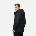 Cotton-Padded Hooded Jacket with Faux Fur Lining for Men