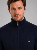 Cotton Quarter-Zip Funnel Neck Sweater for Men