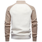 Cotton Quarter-Zip Sweater with Stand Collar for Men
