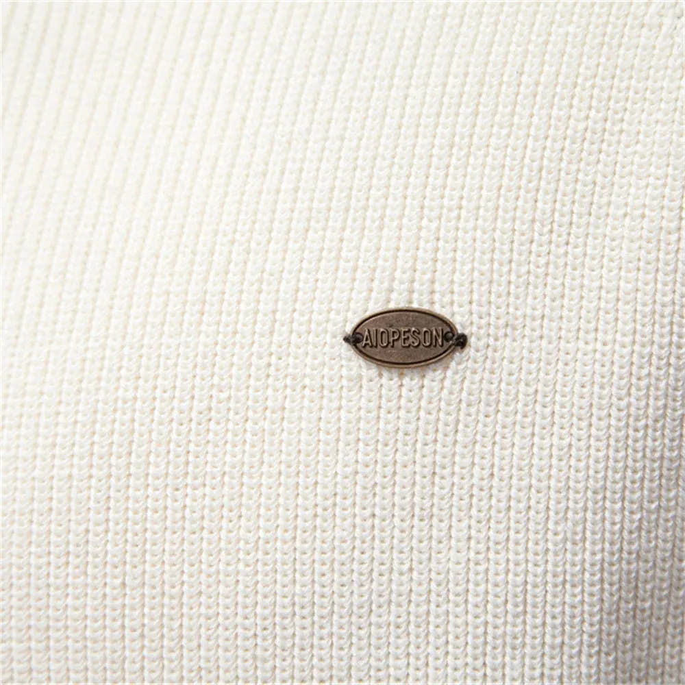 Cotton Quarter-Zip Sweater with Stand Collar for Men