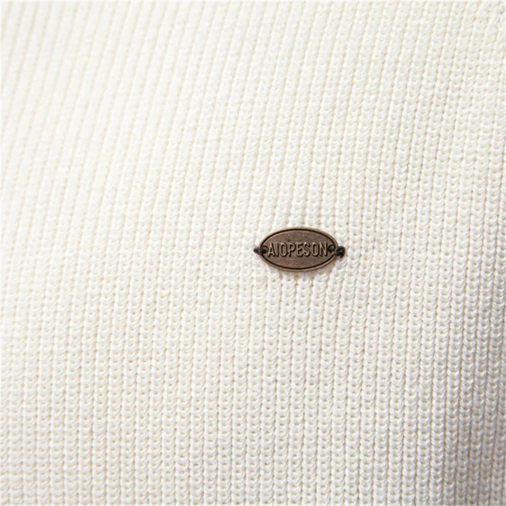 Cotton Quarter-Zip Sweater with Stand Collar for Men