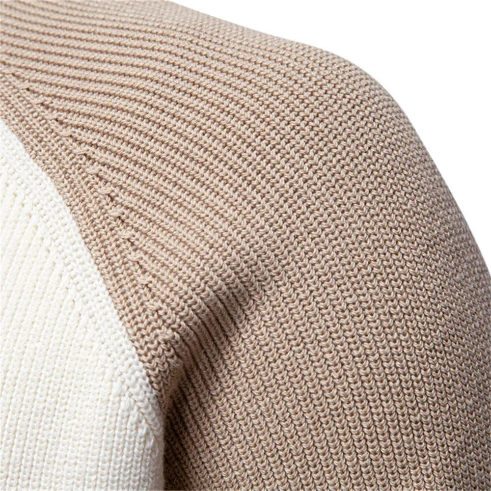 Cotton Quarter-Zip Sweater with Stand Collar for Men