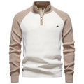 Cotton Quarter-Zip Sweater with Stand Collar for Men