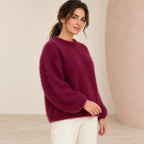 Delphine | Women's Fluffy-Knit Pullover Sweater