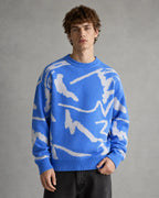 Drop-Shoulder Abstract-Pattern Knit Sweater for Men