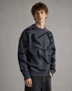 Drop-Shoulder Abstract-Pattern Knit Sweater for Men