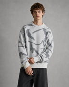 Drop-Shoulder Abstract-Pattern Knit Sweater for Men