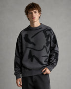 Drop-Shoulder Abstract-Pattern Knit Sweater for Men