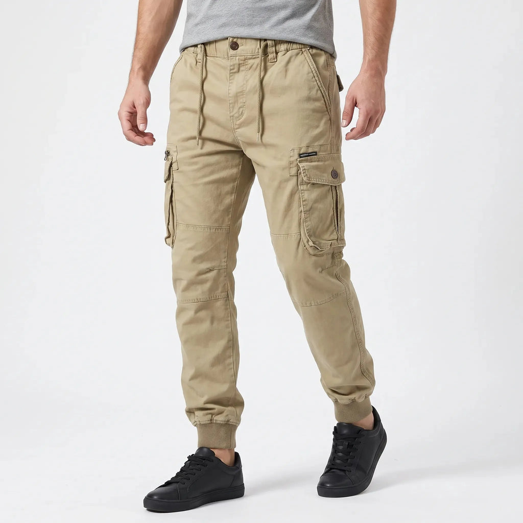 Elastic Waist Multi-Pocket Cargo Style Joggers for Men