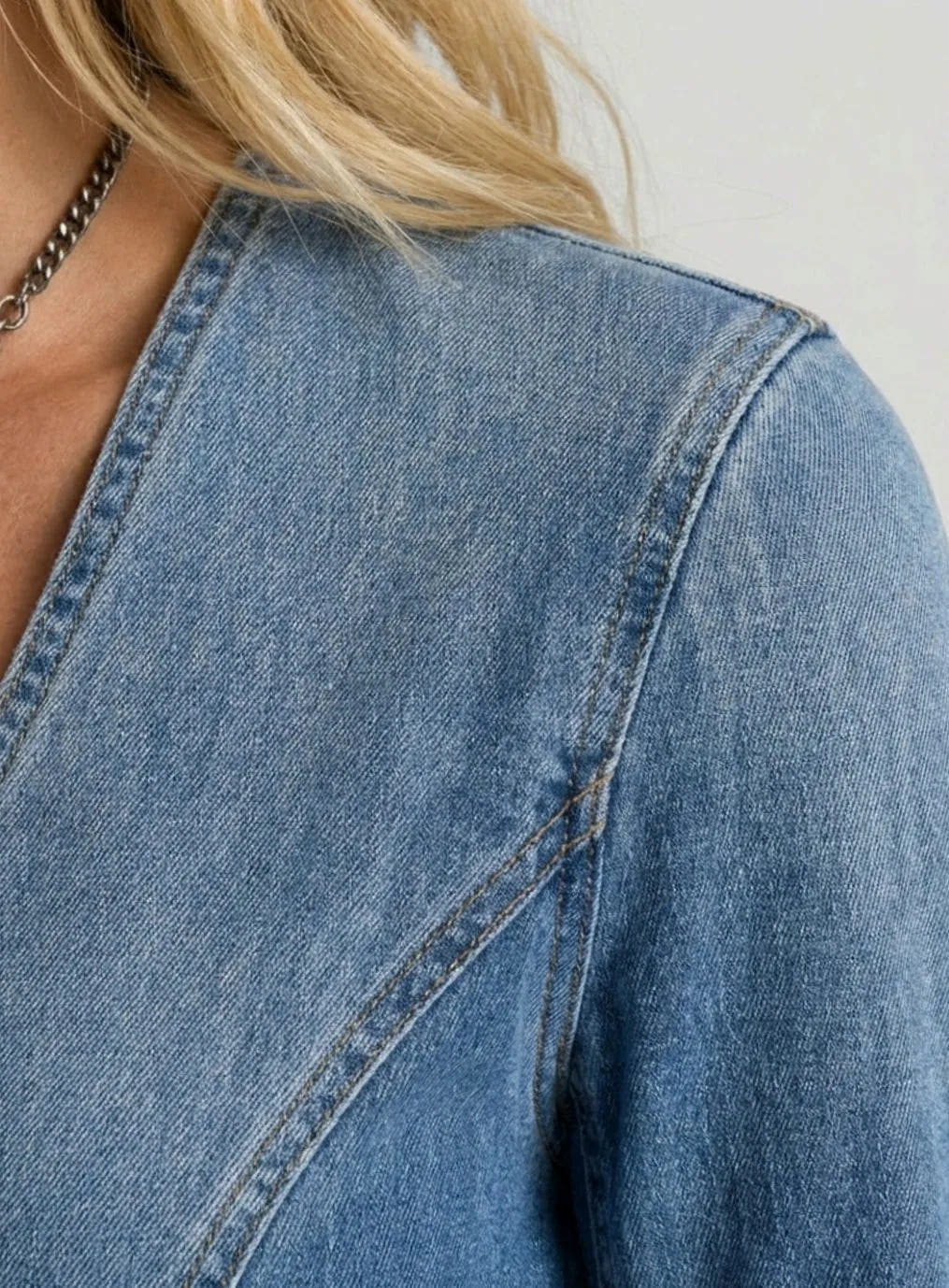Eliza | Women's Denim V-Neck Button-Front Maxi Dress