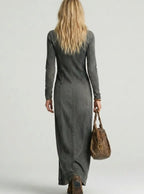 Eliza | Women's Denim V-Neck Button-Front Maxi Dress