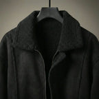 Faux Shearling-Lined Suede-Effect Aviator Jacket for Men
