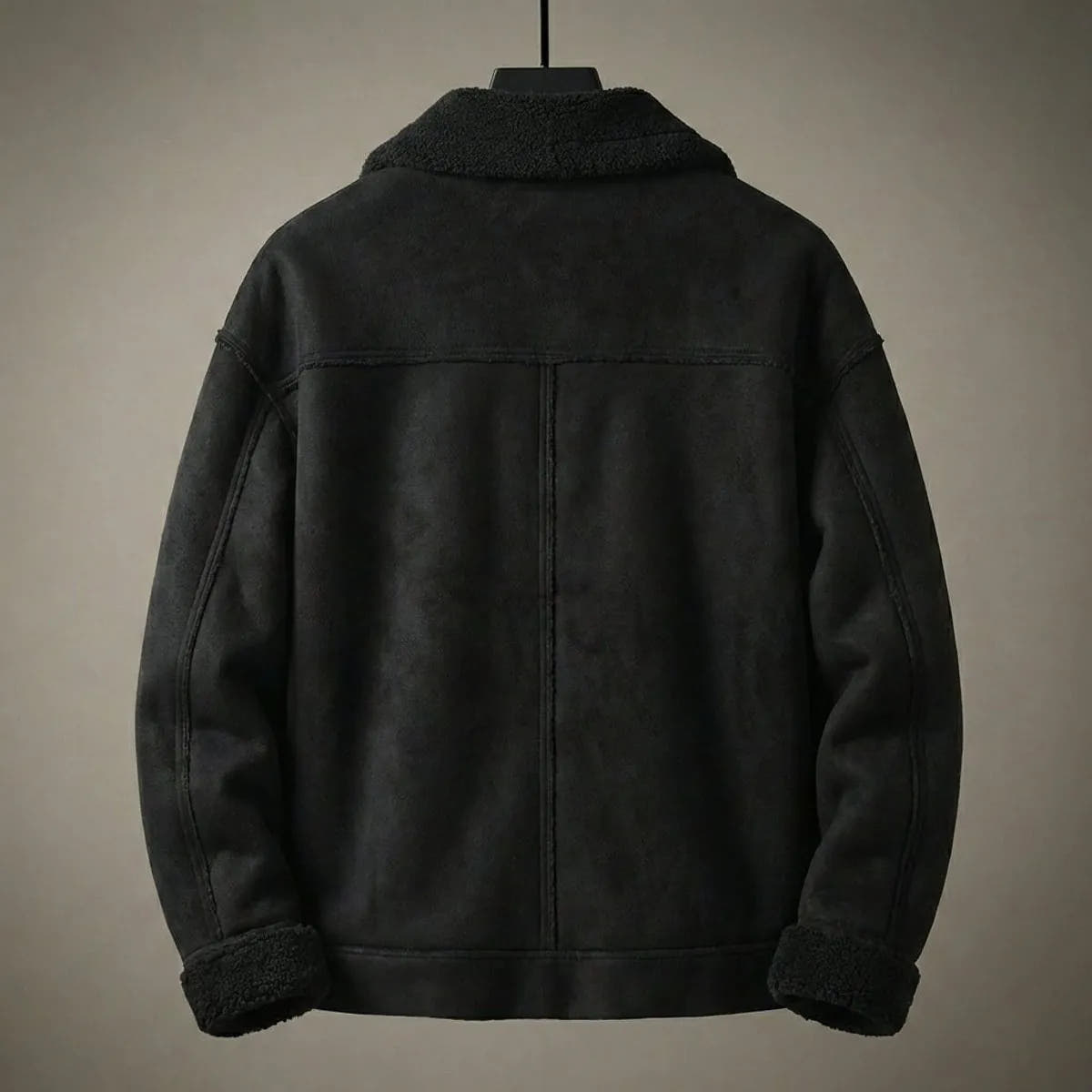 Faux Shearling-Lined Suede-Effect Aviator Jacket for Men