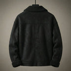 Faux Shearling-Lined Suede-Effect Aviator Jacket for Men