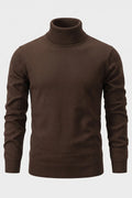Fitted Ribbed Roll Neck Sweater with Raglan Seams for Men
