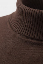 Fitted Ribbed Roll Neck Sweater with Raglan Seams for Men