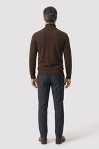Fitted Ribbed Roll Neck Sweater with Raglan Seams for Men