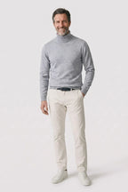 Fitted Ribbed Roll Neck Sweater with Raglan Seams for Men