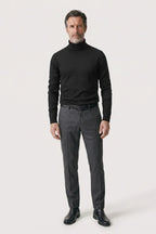 Fitted Ribbed Roll Neck Sweater with Raglan Seams for Men