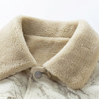 Fleece-Lined Sherpa-Collar Corduroy Bomber Jacket for Men
