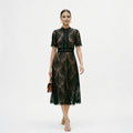 Flora | Women's Lace-Trim Wedding Guest Midi Dress