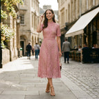 Flora | Women's Lace-Trim Wedding Guest Midi Dress