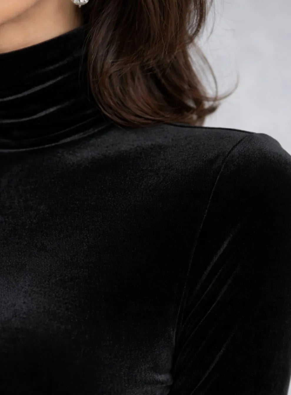 Grace | Women's Velvet Turtleneck Ruched Midi Dress