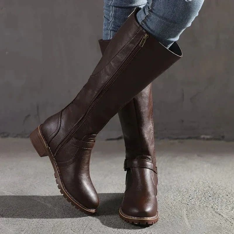 Griselda | Women's Faux Leather Knee-High Riding Boots