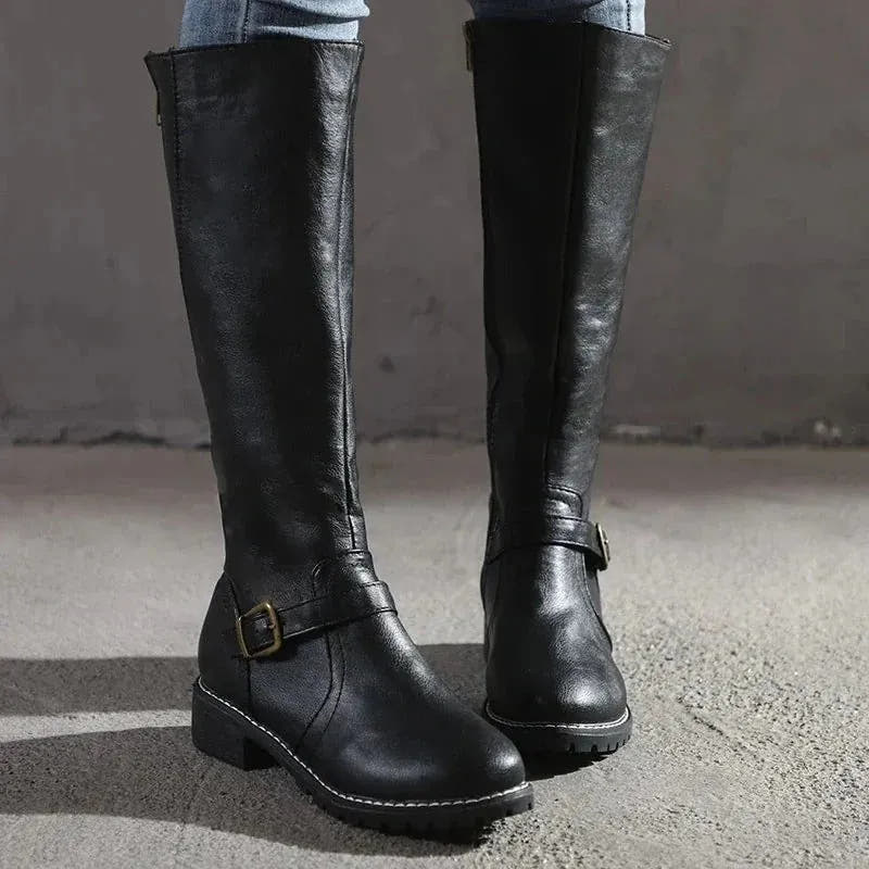 Griselda | Women's Faux Leather Knee-High Riding Boots