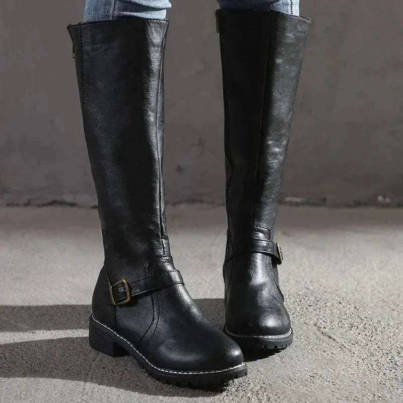 Griselda | Women's Faux Leather Knee-High Riding Boots