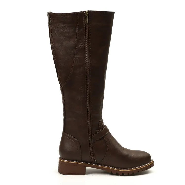 Griselda | Women's Faux Leather Knee-High Riding Boots