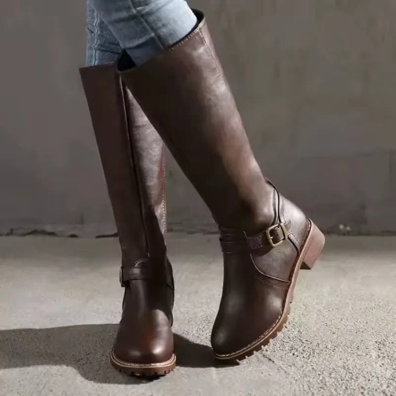 Griselda | Women's Faux Leather Knee-High Riding Boots