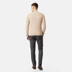 Half-Turtleneck Half-Zip Vertical-Bar Knit Sweater for Men