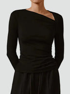 Hermione | Women's Asymmetric Fitted Long Sleeve Bodysuit