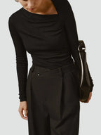 Hermione | Women's Asymmetric Fitted Long Sleeve Bodysuit