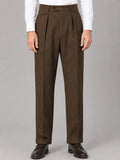 Herringbone Pleated Tailored Trousers for Men