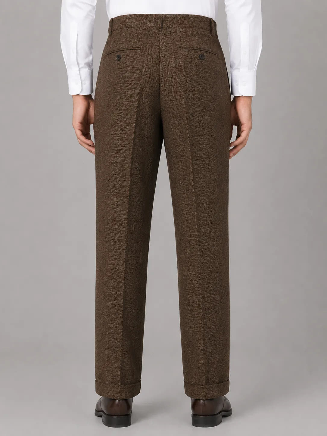 Herringbone Pleated Tailored Trousers for Men