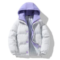 Hooded Quilted Puffer Coat with Contrast Trim for Men
