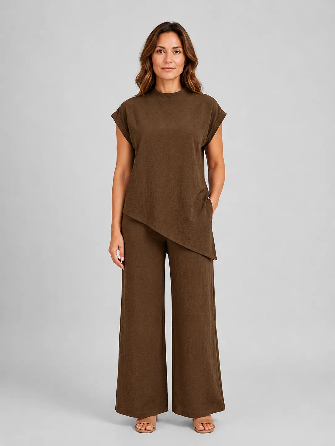 Ianthe | Women's Asymmetric Hem Cap Sleeve Top