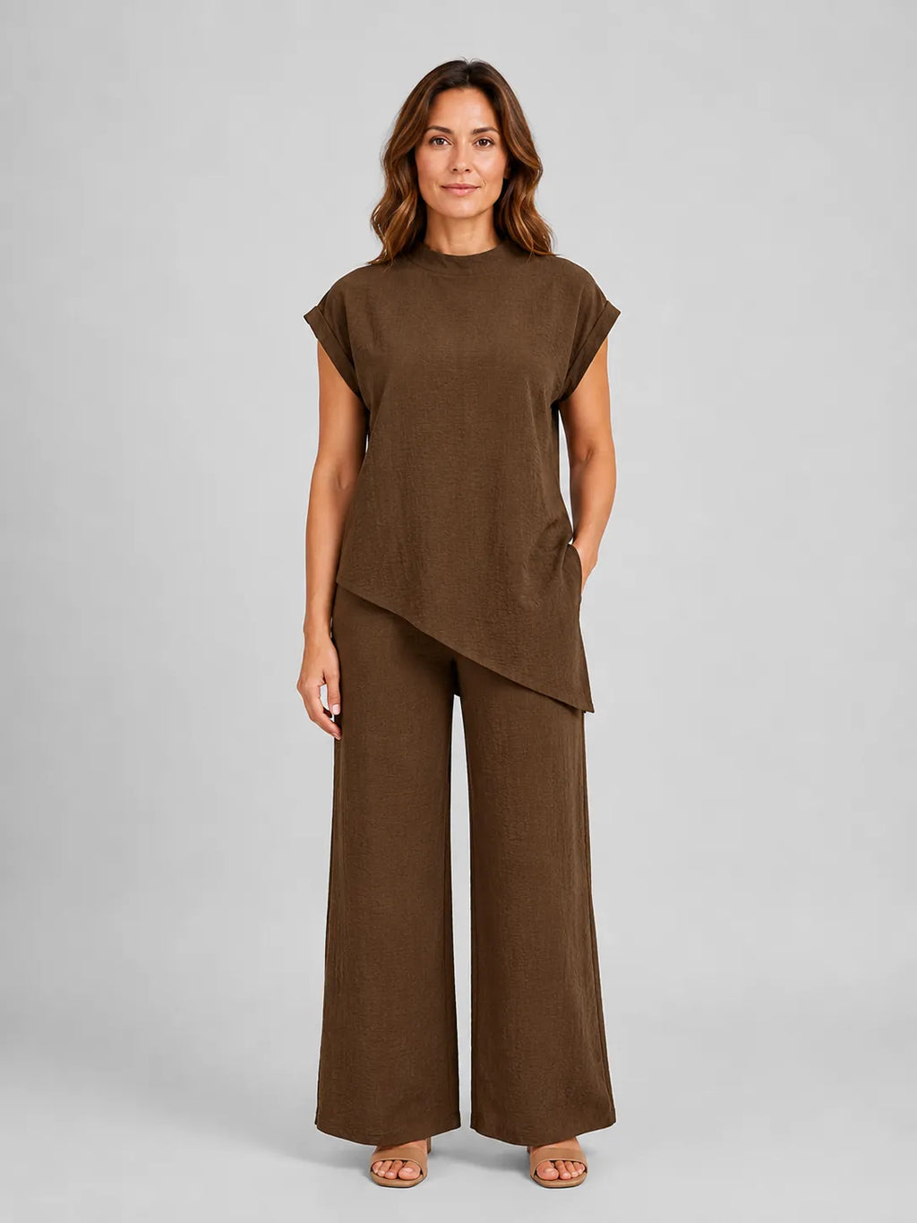 Ianthe | Women's Asymmetric Hem Cap Sleeve Top