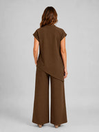 Ianthe | Women's Asymmetric Hem Cap Sleeve Top
