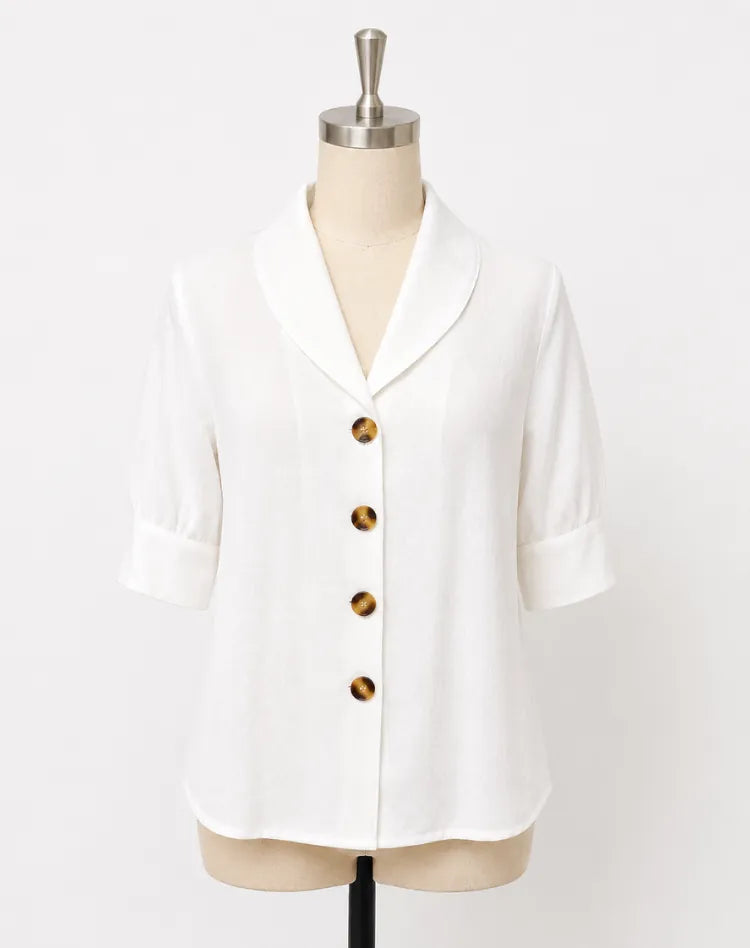 Johanna | Women's Relaxed V-Neck Button-Front Blouse
