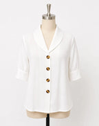 Johanna | Women's Relaxed V-Neck Button-Front Blouse