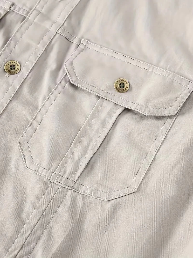 Lightweight Utility Cargo Shirt Relaxed Fit for Men