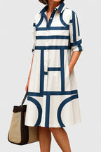 Lottie | Women's Geometric Print Button-Front Midi Dress